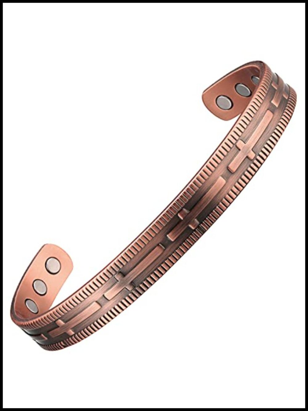 Handmade Solid Copper Magnetic Therapy Cuff Bracelet, 99.9% Pure Copper,